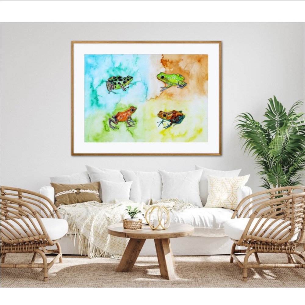 Poison Dart Frogs Art Print Watercolor Painting Tropical Home Decor Colorful - Picture 3 of 9